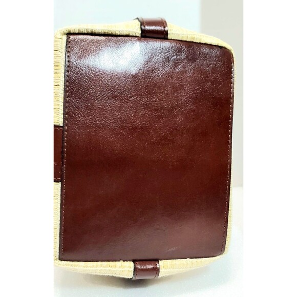 Vintage Kaela Straw Purse Brown Leather Trim Shoulder Bag Unique Closure - Picture 9 of 15
